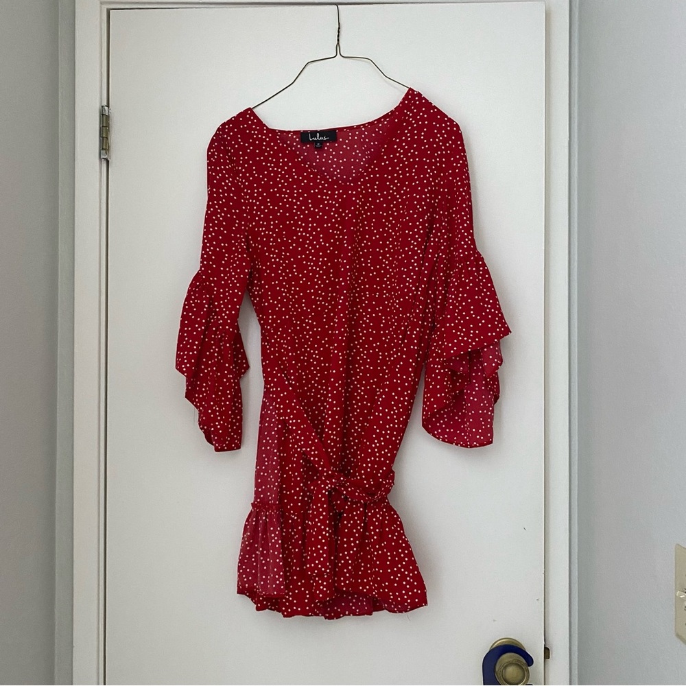 Lulus Whole Heart Red Polka Dot Wrap Dress